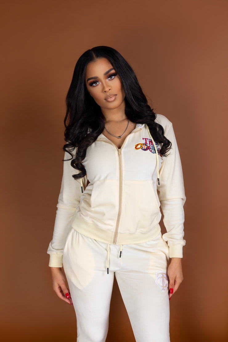 Cream Velour Jogger Suit